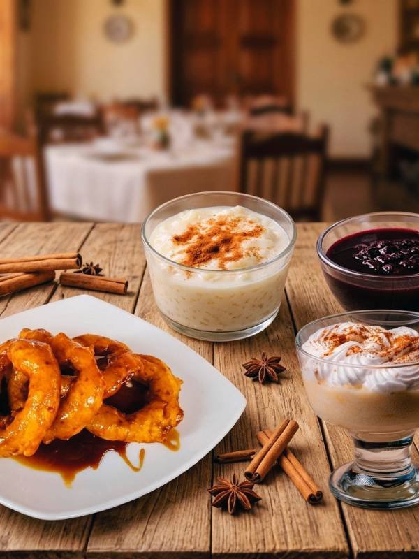 Picarones, arroz con leche y mazamorra en el walking tour gastronómico en Cusco. Dulces tradicionales.